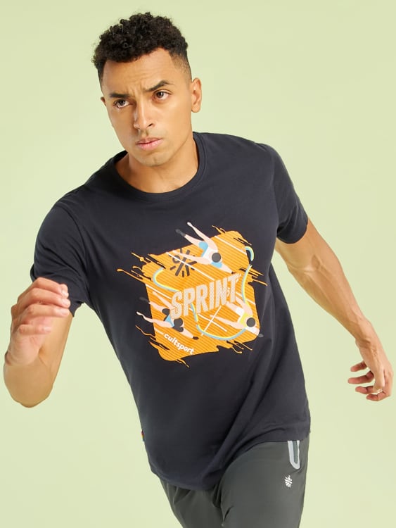 UNDER ARMOUR Yellow Cotton Printed Sports T-Shirt