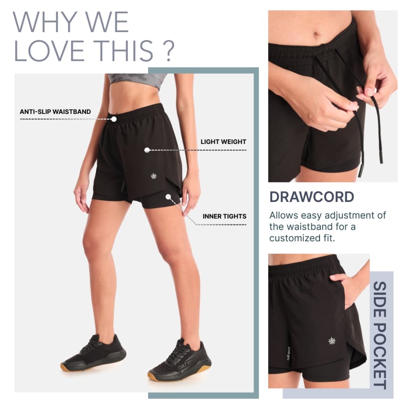 CULTSPORT Running Shorts with Inner Tights, Slip-On, Breathable