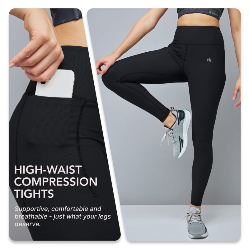 CULTSPORT Solid High Waist Tights with Side Pocket | Compression Fit | No  Transparency | Non-Slip Texture | No Waist Slippage | No Camel-Toe
