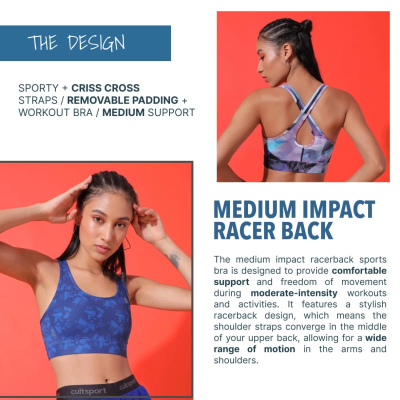 Cultsport Tie Dye Print Medium Impact Movement Polyester Sports Bra
