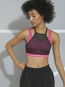 Buy CREVOX Solid Black Padded Sports Crop Top for Women (Small, Nylon)  Online at Best Prices in India - JioMart.