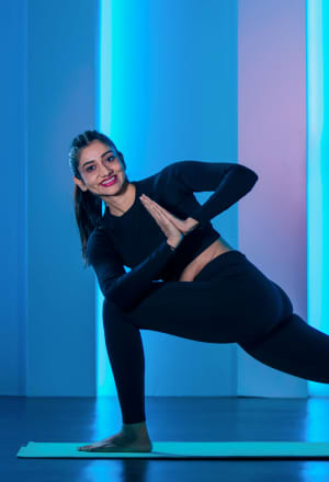 Arm Balance Yoga poses. Young woman practicing Yoga pose. Woman