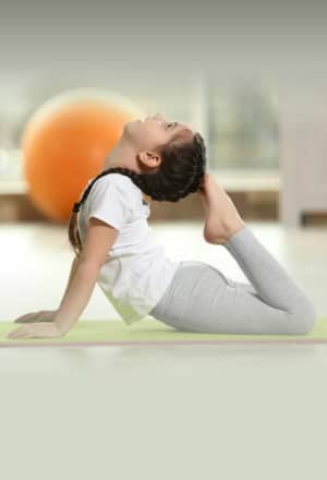 Kids Yoga Set. Children Perform Exercises, Asanas, Postures