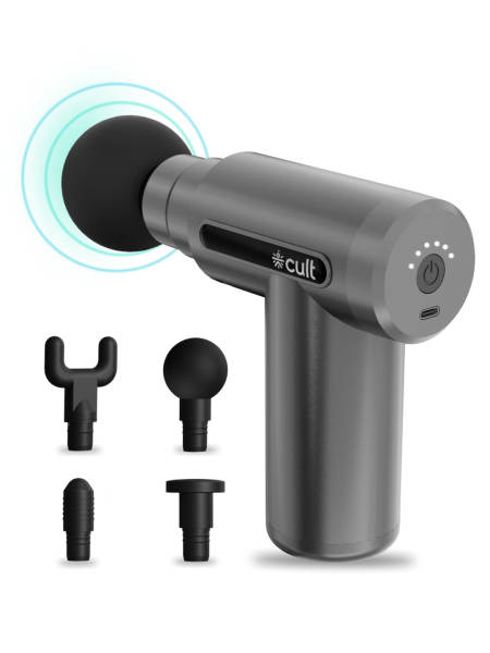 CULT Impact, Full Body Professional Gun Massager, 3000 mAh battery, QuietMotion Tech, Deep Tissue Percussions, 4 Interchangeable heads, 6 Speed levels, Silicone head.