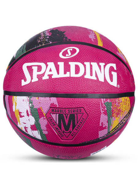 SPALDING Marble Rubber Basketball (Pink, Size: 6)