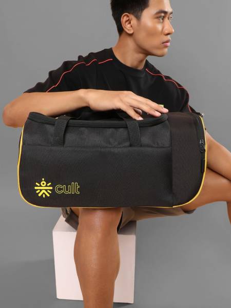 cult 25 Litre Gym/Duffle Bag Black Yellow Unisex with Multipockets