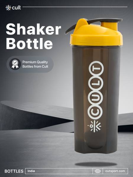 Cult Gym Shaker Bottle | 700ml Shaker Bottle For Protein Shake | Leakproof | Protein Shaker Sipper Bottle | Ideal For Protein, Pre Workout And Gym | Shaker Bottle for Men & Women | Black Yellow