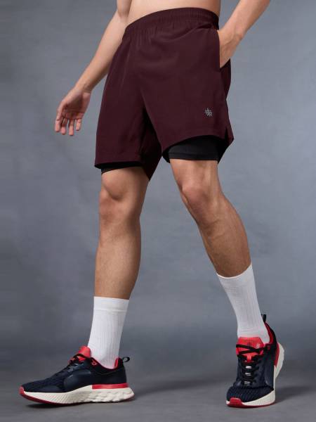 Men's Run Elevate Maroon Integrated Shorts