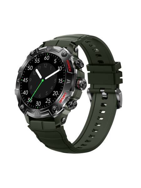 Shock X 1.43" AMOLED, AOD,10 Days Battery life, Rugged Smartwatch (Green Silicone Strap)