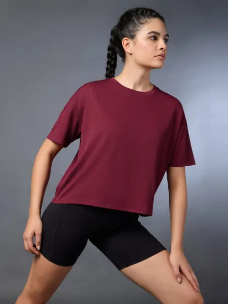 Women's Maroon Cropped T-shirt