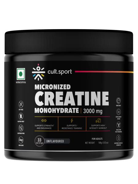 Cultsport Creatine Monohydrate  100 g | Micronised | 100% Vegetarian | Unflavoured |  Dairy-Free | Gluten-Free