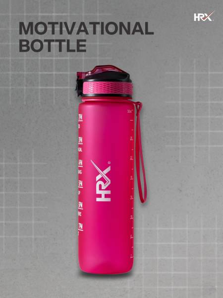 HRX Motivational Water Bottle | 1 Litre Sipper Bottle For Adults, Kids | Time Mark Sipper With Straw | For Gym, Office, Home, School Water Bottle | Rose