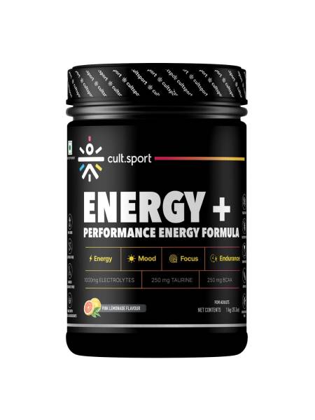Energy + Powder 1Kg | 1000 mg Electrolytes, 250 mg Taurine, 250 mg BCAA | Instant Hydration, restore electrolytes with 0 cholesterol | Pink Lemonade Flavour