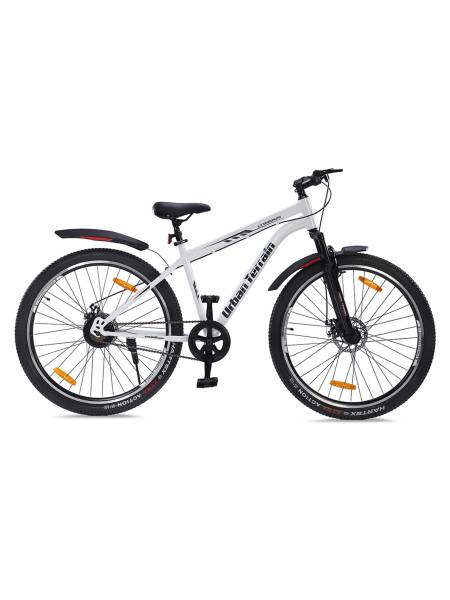 UT5000S29 Steel Single Speed 29 inch Mountain Cycle, Dual Disc Brake, Front Suspension, Double Wall Alloy Rim, White, Free Trainer Sessions, Cycling Event