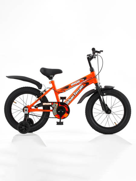 Kids Cycle Steel Single Speed 16 inch, Orange, Ideal For 3.6 ft - 4.2 ft, Free Trainer Sessions and Cycling Event