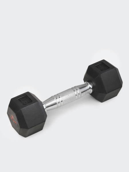2.5kgx1 Hex Dumbbell | For Home Gym Exercises | Rubber coated with Chrome Handles | 1 Piece (6 months extended Warranty only on Cultsport.com)