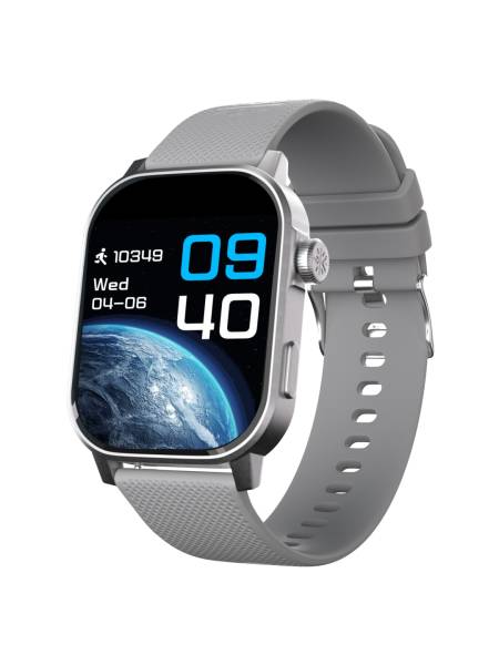 Cultsport Ace X 1.96" AMOLED Smartwatch, Premium Metallic Build, Always on Display, Bluetooth Calling, Live Cricket Score, Health Tracking, Functional Crown, Auto Sports Recognition(Grey Silicone)