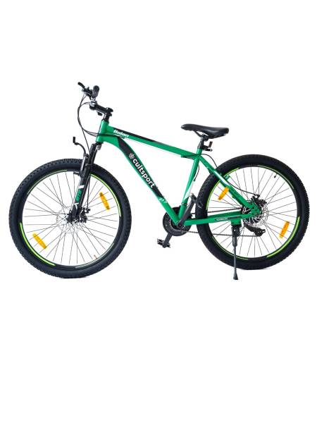 Bolan Steel 21 Speed Shimano Gear 27.5 inch Mountain Cycle, Dual Disc Brake, Front Suspension, Double Wall Rim, Green, Free Trainer Sessions,Cycling Event