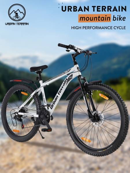 Mountain Cycle Steel 21 Speed 26 inch, White With Front Suspension, Single Wall Rim and Dual Disc Brakes Ideal For 5 ft to 5.7 ft, Free Trainer Sessions and Cycling Event