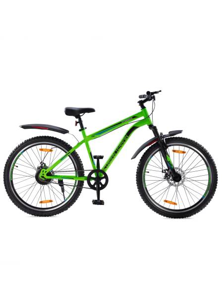 UT5000S26 Steel Single Speed 26 Inch Mountain Cycle, Dual Disc Brake, Front Suspension, Double Wall Alloy Rim, Green, Free Trainer Sessions, Cycling Event