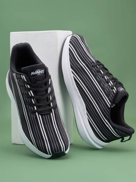 Avant Men's Bi-Strip Running Shoes - Black/White