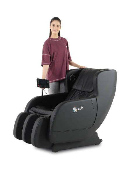 Cult BlissBlack Massage Chair with Fixed Point Massage Technique and Bluetooth AI Voice Function for Full Body Massage At Home