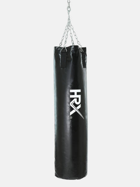 3ft Unfilled Punching Bag with Chain & Hand Wraps (Black)