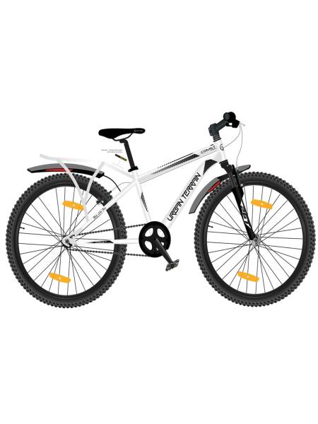 Urban Terrain Comet Pro 26 inch Steel Mountain Bike with Dual Disc Brake and Front Suspension, White
