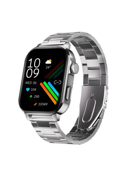 Cultsport Ace X Luxe 1.96" AMOLED Smartwatch, Premium Metallic Build, Always on Display, Bluetooth Calling, Live Cricket Score, Health Tracking, Functional Crown, Auto Sports Recognition(Silver Steel)