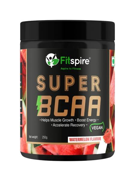 Fitspire Super Gold BCAA - 250 gm | 13.3 gm Serving Size | Support Muscle Recovery & Fast Absorption | 2:1:1 Ratio | Workout Supplement | Watermelon - 18 Servings