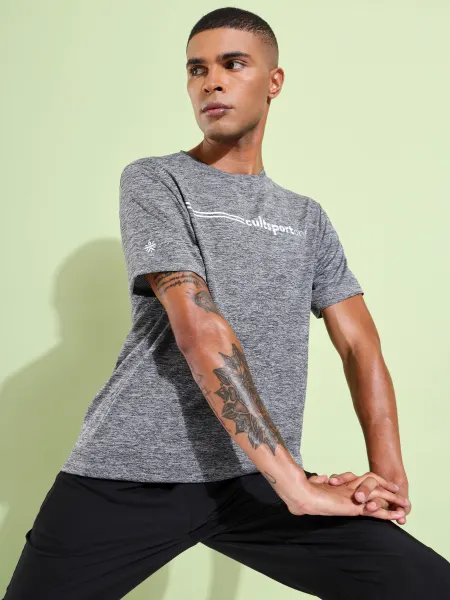 Melange Workout T-shirt with Chest Graphic