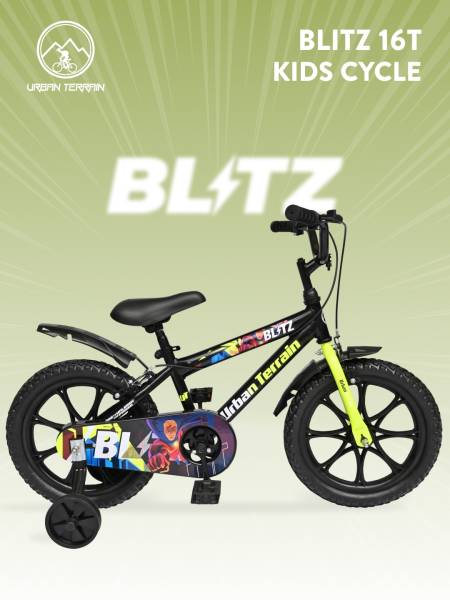 Kids Cycle Steel Comes with Rigid Fork, Mag Wheels, Caliper Brakes brakes, Chain Guard and Training Wheel,Ideal For 3.6 ft - 4.2 ft, BlackGreen