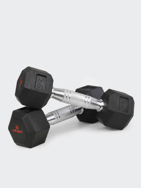 2.5kgx2 Hex Dumbbell | For Home Gym Exercises | Rubber coated with Chrome Handles | Black. (6 Months extended Warranty only on Cultsport.com)