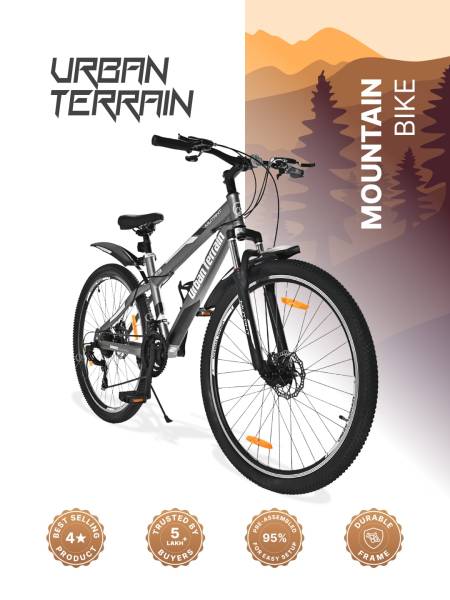 Mutant Mountain Bike Steel 21 Speed Cycle Shimano Gear 29 inch Tyre, Grey With Front Suspension and Dual Disc Brakes Ideal For 5.6 ft & above