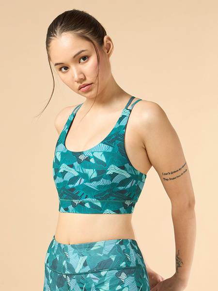 Women's Zen Garden All-Over Print Medium Support Sea Green Bra