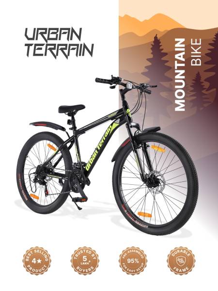 Galaxy Ultra Mountain Bike Steel 21 Speed Cycle 26 inch Tyre, Green With Front Suspension and Dual Disc Brakes Ideal For 5 ft to 5.7 ft