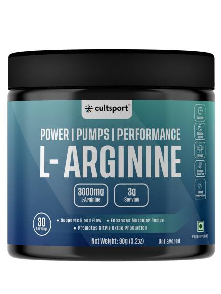 L Arginine Powder 90g (3000mg) | Boost Nitric Oxide Levels | Pre Workout Supplement for Men & Women | Improves Energy & Muscle Pump Unflavoured - 30 Servings