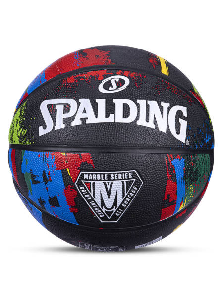 SPALDING Marble Rubber Basketball (Black, Size: 7)