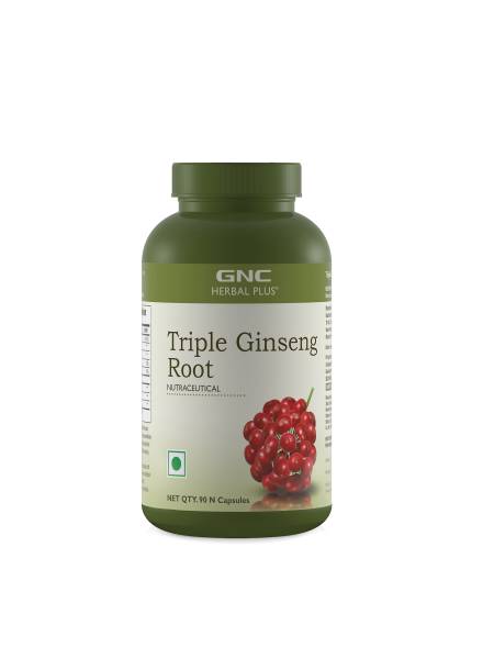 Herbal Plus Triple Ginseng Root - 90 Vegetarian Capsules