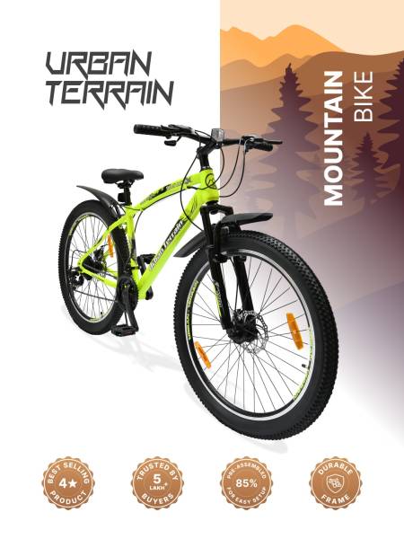 Bolt Ultra Mountain Bike Steel 21 Speed Cycle 27.5 inch Tyre, Green With Front Suspension, Double Wall Rim and Dual Disc Brakes, Ideal For 5.2 ft to 6 ft, Free Trainer Sessions and Cycling Event