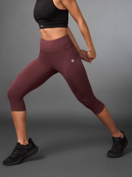 Women's Brown Cropped COMFlex Run Tights