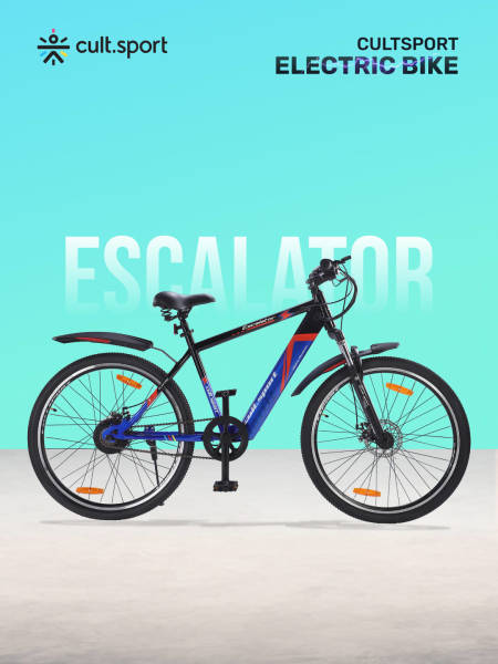 ESCALATOR 27.5T BLUE with 250W BLDC Motor| 4 Hours Fast Charge| 7.8 Ah Li-ion Battery| Up to 35 Km| 27.5 Inches Wheels| Single Speed Electric Cycle | Ideal for 15+ Years