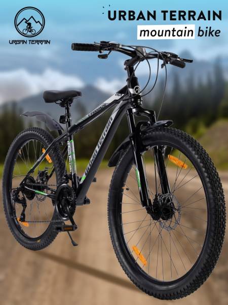 Mountain Cycle Steel 21 Speed Shimano Gear 26 inch, Grey With Front Suspension, Single Wall Rim and Dual Disc Brakes Ideal For 5 ft to 5.7 ft, Free Trainer Sessions and Cycling Event