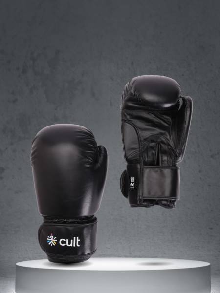 Cult Boxing Gloves for Men & Women | Foam Padding | Punching Bag Gloves for Boxing, Training, Kickboxing, Muay Thai, MMA | Black