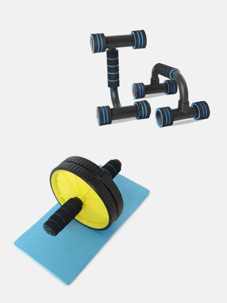HRX Combo Ab Roller (Yellow) + Pushup Bar (Blue)