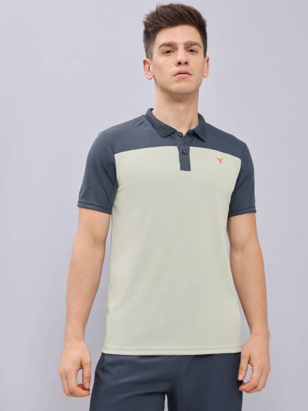 Technosport Men's Active Polo Neck Half Sleeve Colorblocked T-Shirt