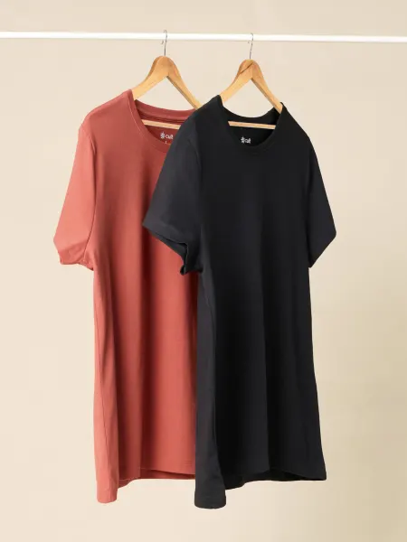 Cult Essential Cotton Pack of 2 T-shirts - Orange & Black