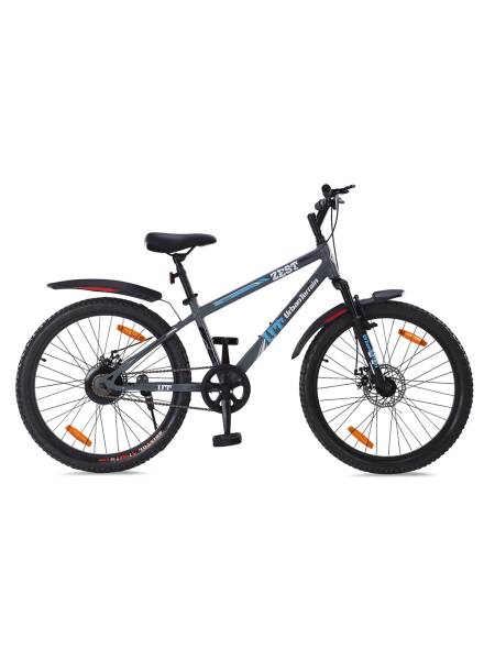 ZEST24TGREY Steel Single Speed 24 inch Mountain Bike, Dual Disc Brakes, Front Suspension, Free Trainer Sessions, Cycling Event