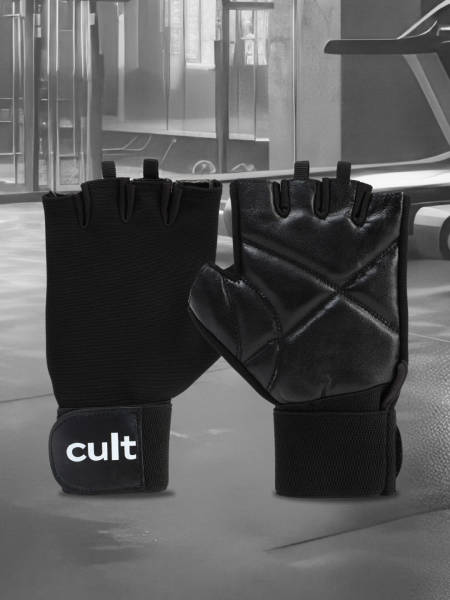 Cult Gym Gloves for Men & Women | With Wrist Support Accessories for Weightlifting, Training, Exercise, Cycling Gloves | Fitness Gloves | Black