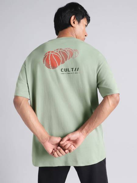 Men's Olive Oversized Graphic T-shirt
